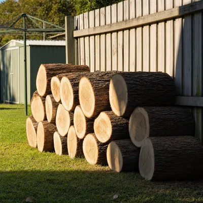 Logs cut and stacked, Gold Coast